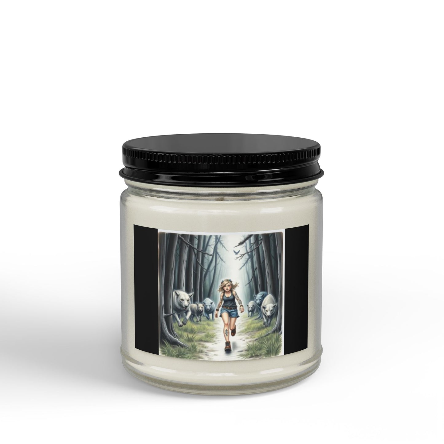 Channeled Art Scented Soy Candles with Black Lid, (4 and 9oz)