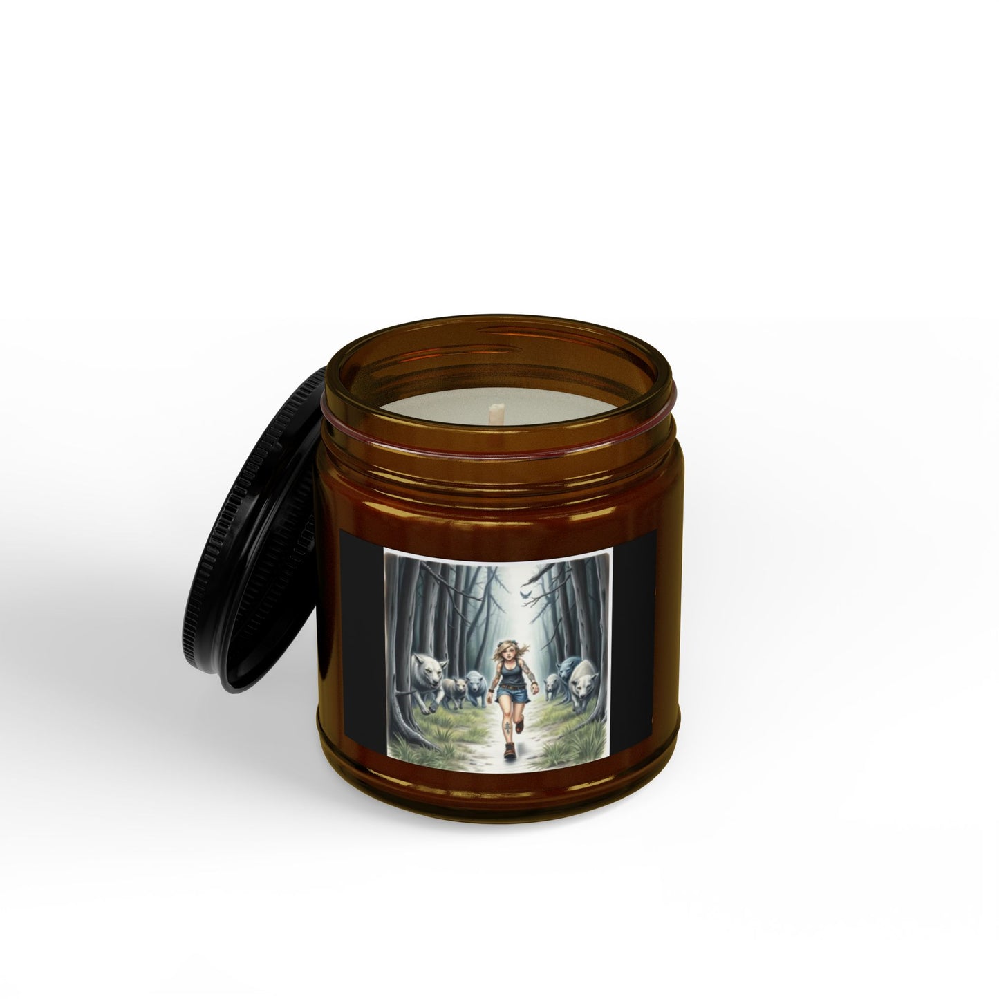Channeled Art Scented Soy Candles with Black Lid, (4 and 9oz)