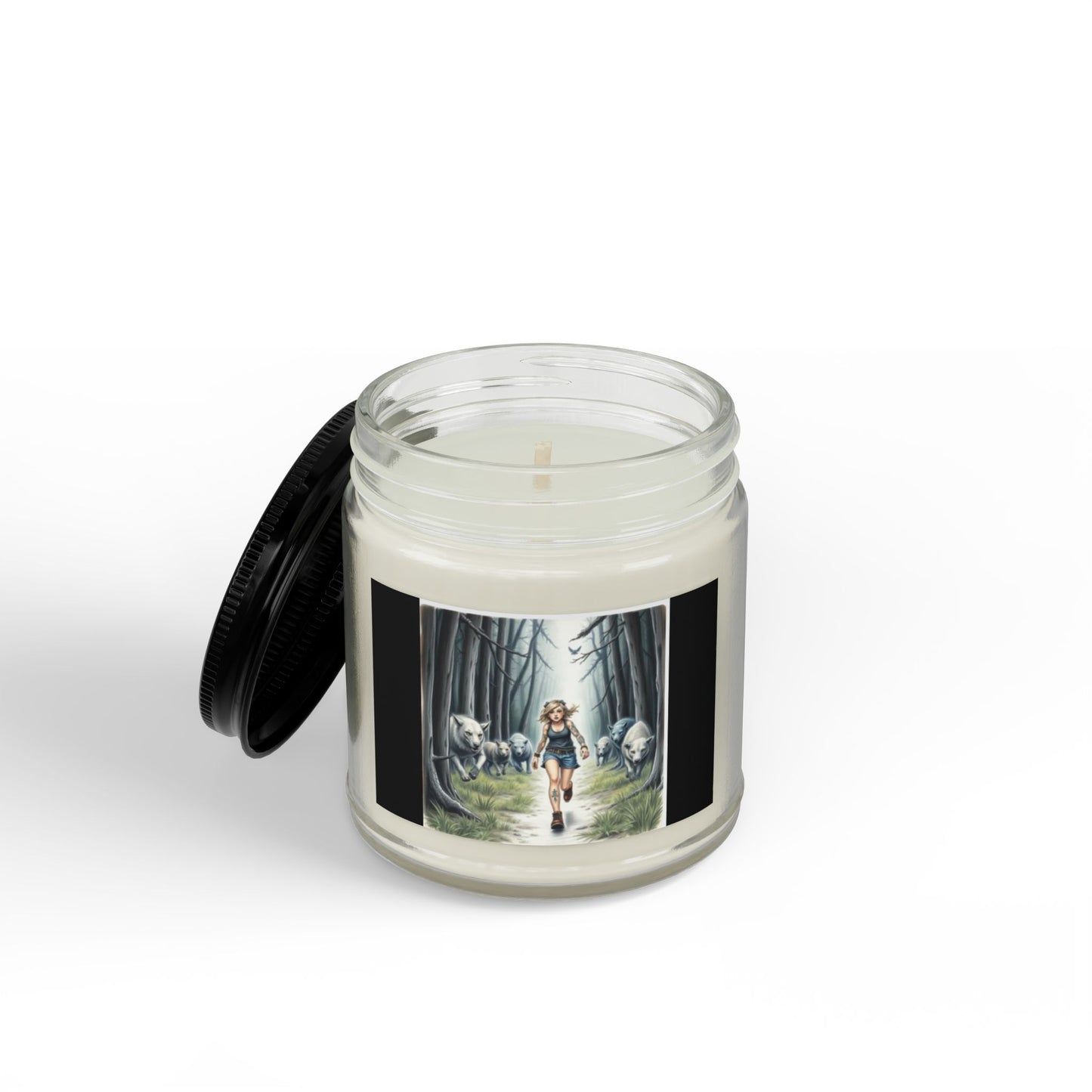 Channeled Art Scented Soy Candles with Black Lid, (4 and 9oz)